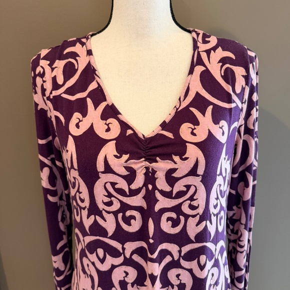 Soma Women's Flowy Long Open Sleeve Midi Dress, Burgundy, Size Medium - Picture 2 of 13